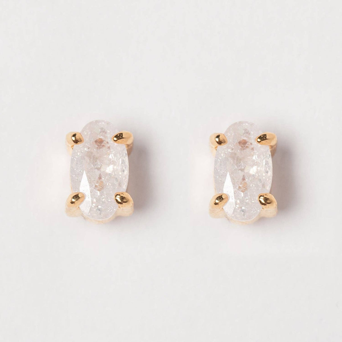 Gold Stud Earrings | Gemstone Accents