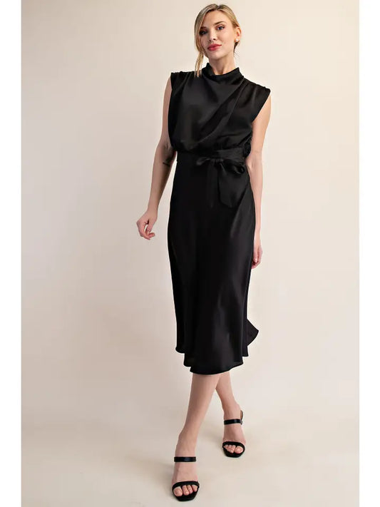 GLAM MOCK NECK MIDI DRESS
