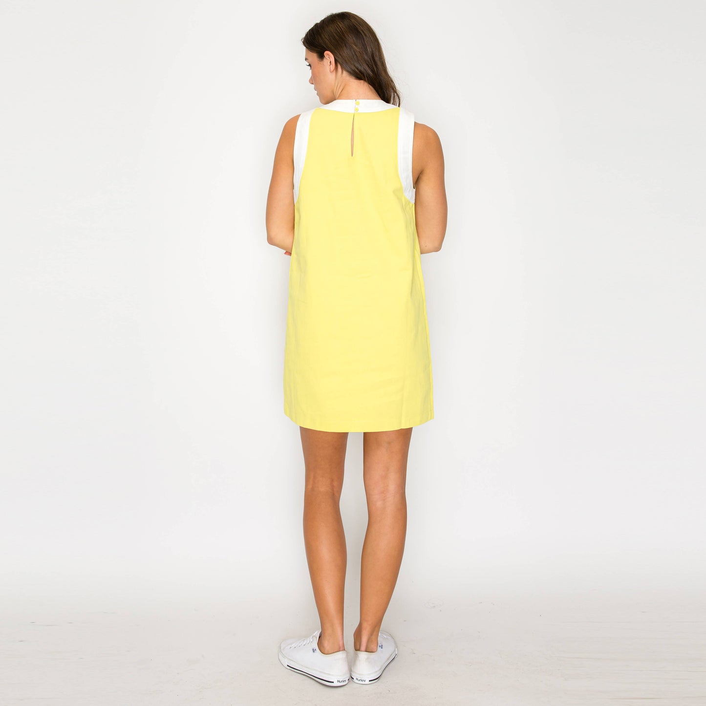 Lemon & White Retro Mod Look Mini dress