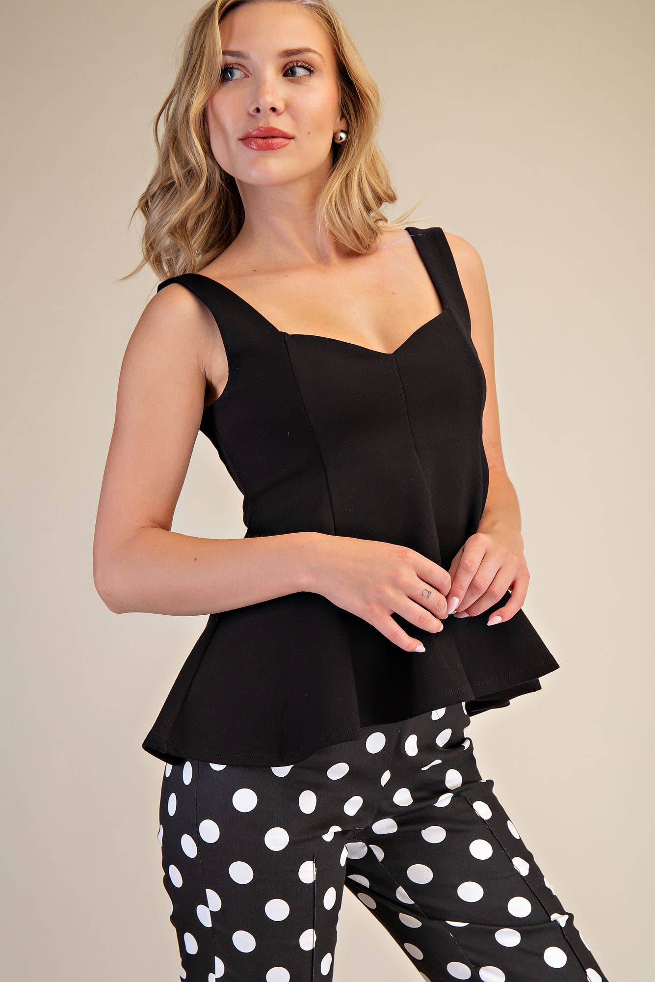 Scuba Knit Peplum Stretch Top