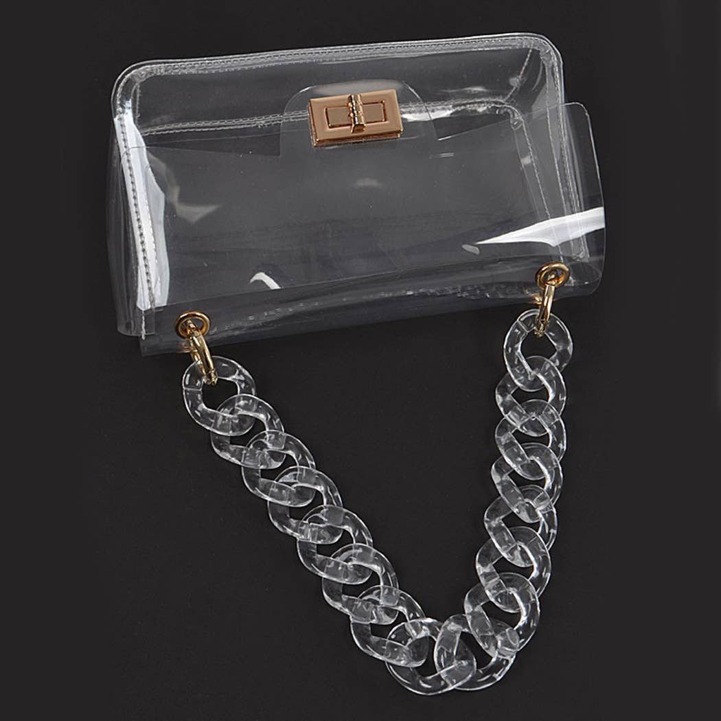 Cross Chain Body Visibly Clear Clutch