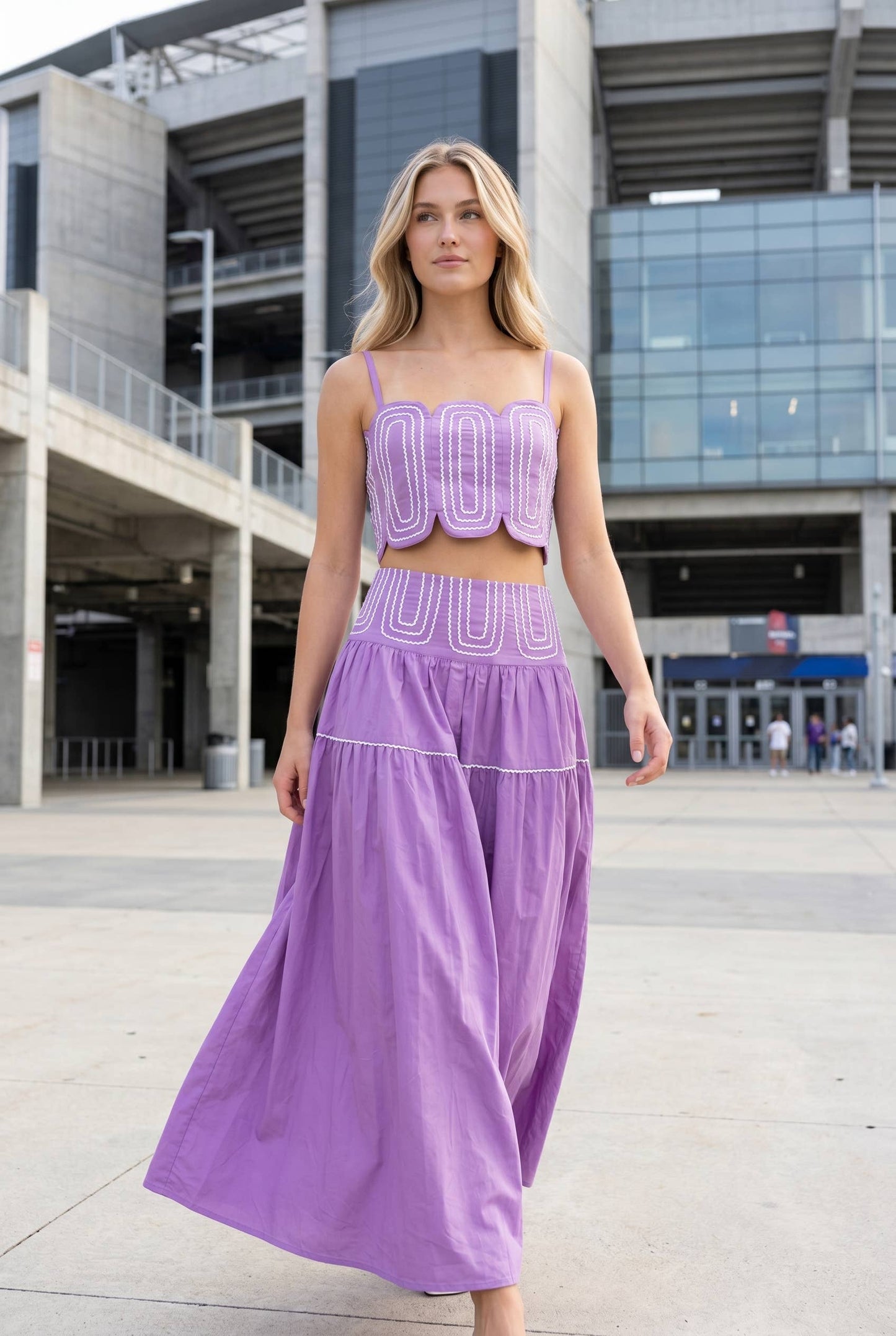 Exclusive Lace Trimmed Top & Skirt Set