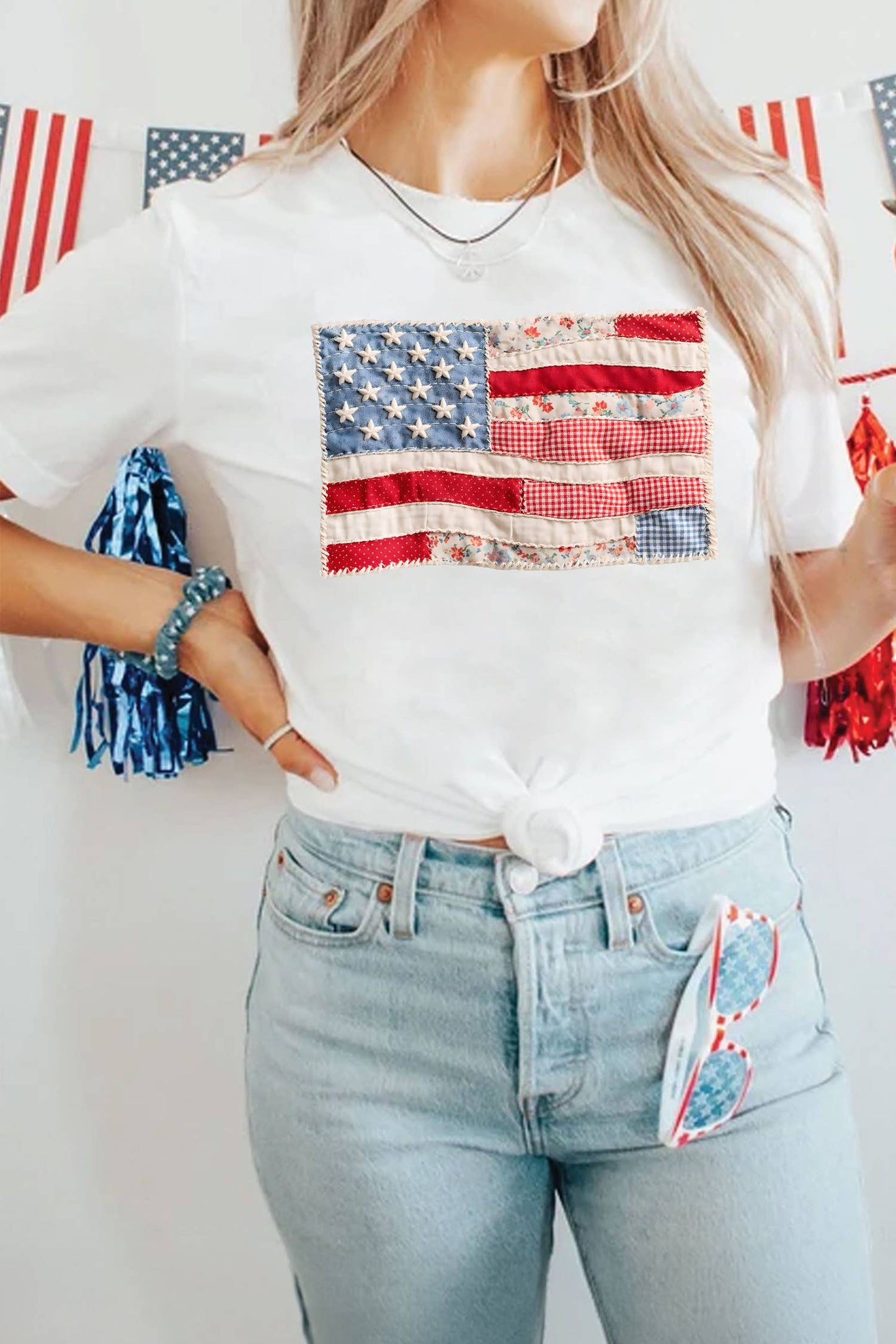 LDC 4th of July Printed US Flag Casual Tee