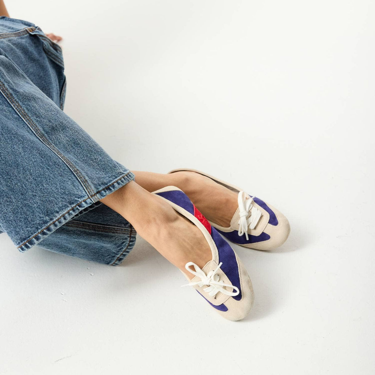 Commuter Sneaker in Bone/Eggplant/Red Suede/Nappa