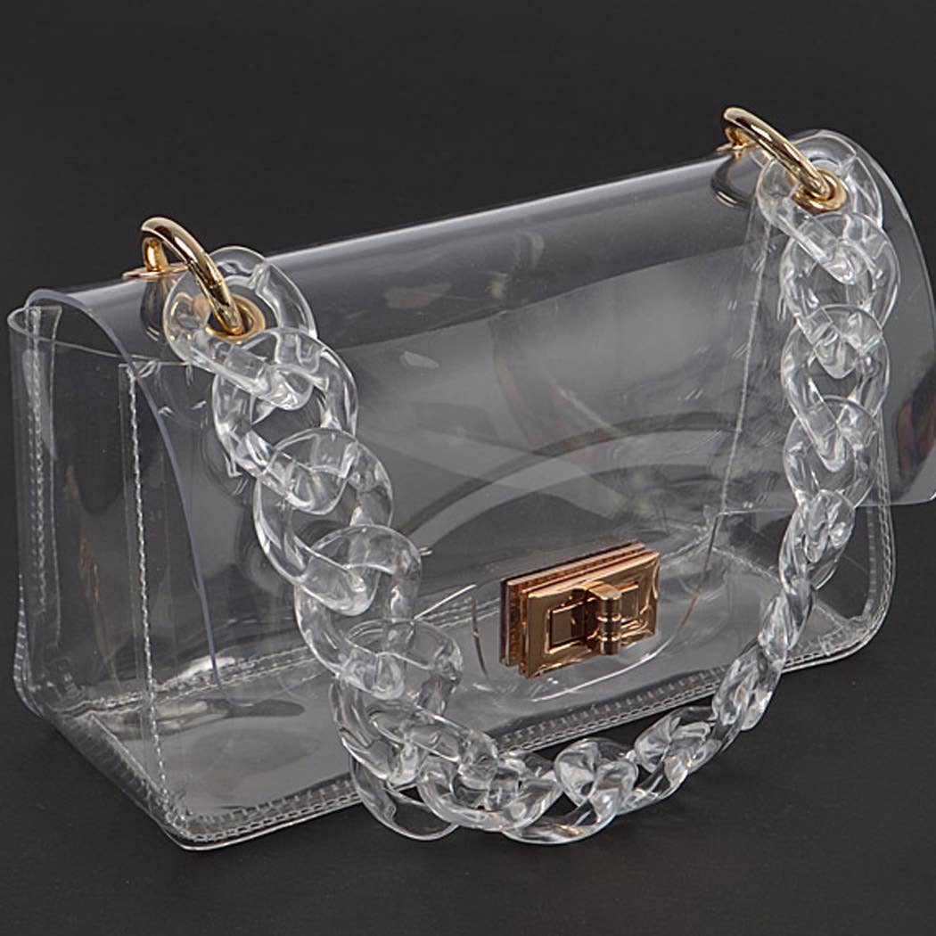 Cross Chain Body Visibly Clear Clutch