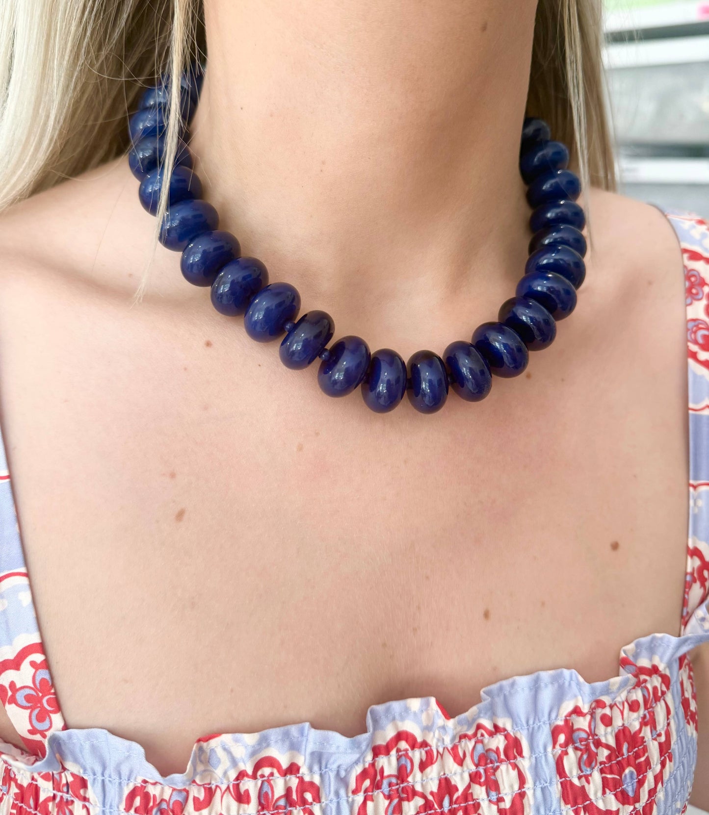 Bailey Chunky Beaded Necklace- Red