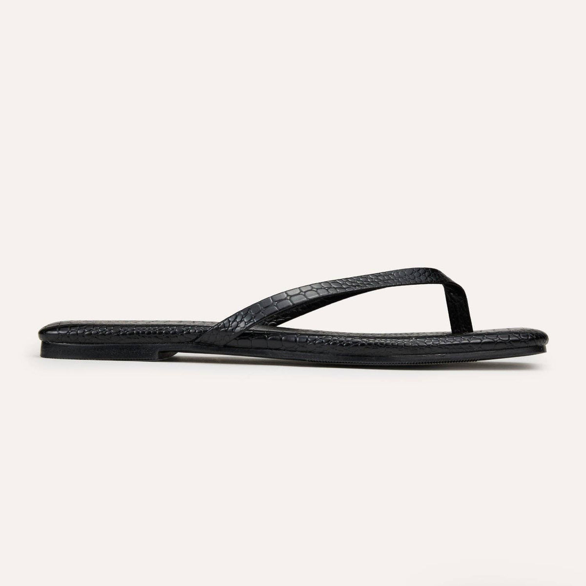 Mercer Flip Flop in Black Croc