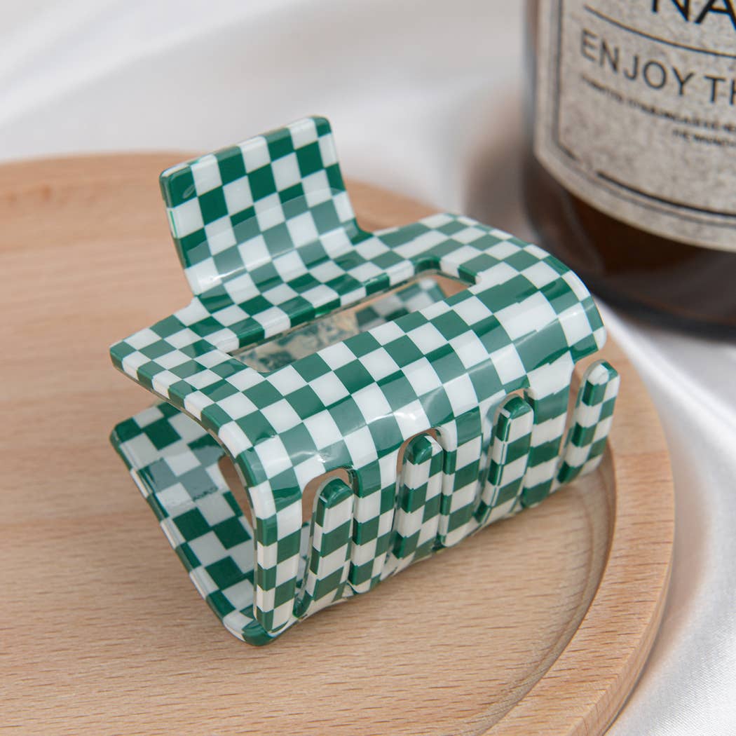 Acrylic Square Checkerboard Hair Claw Clip