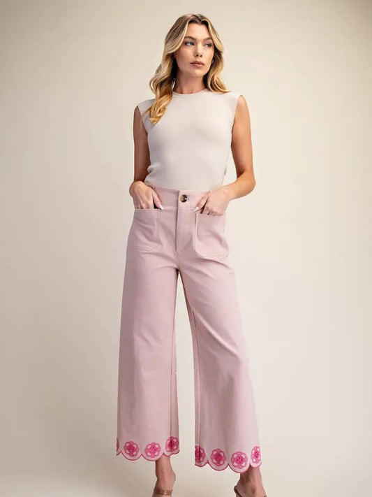 GLAM SCALLOPED HEM PANTS