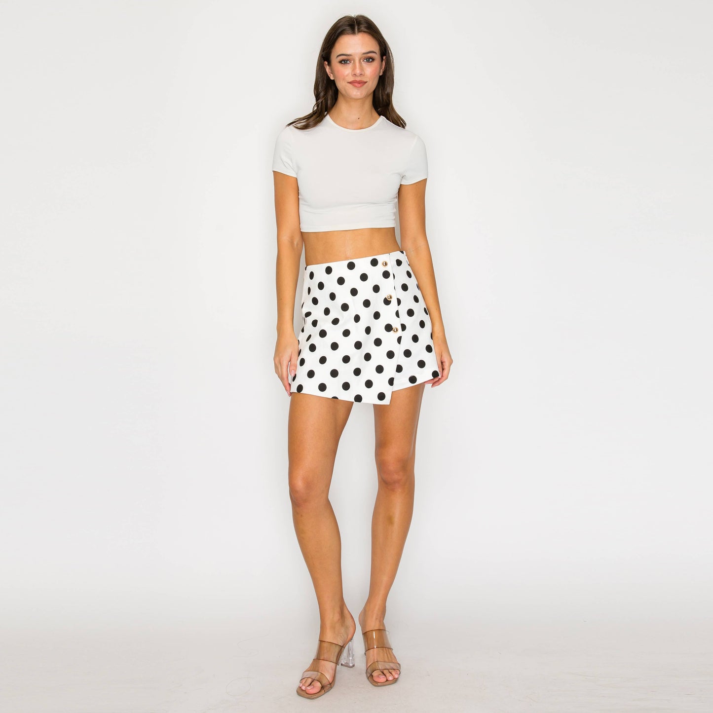 I LOVE POLKA DOTS White Skort