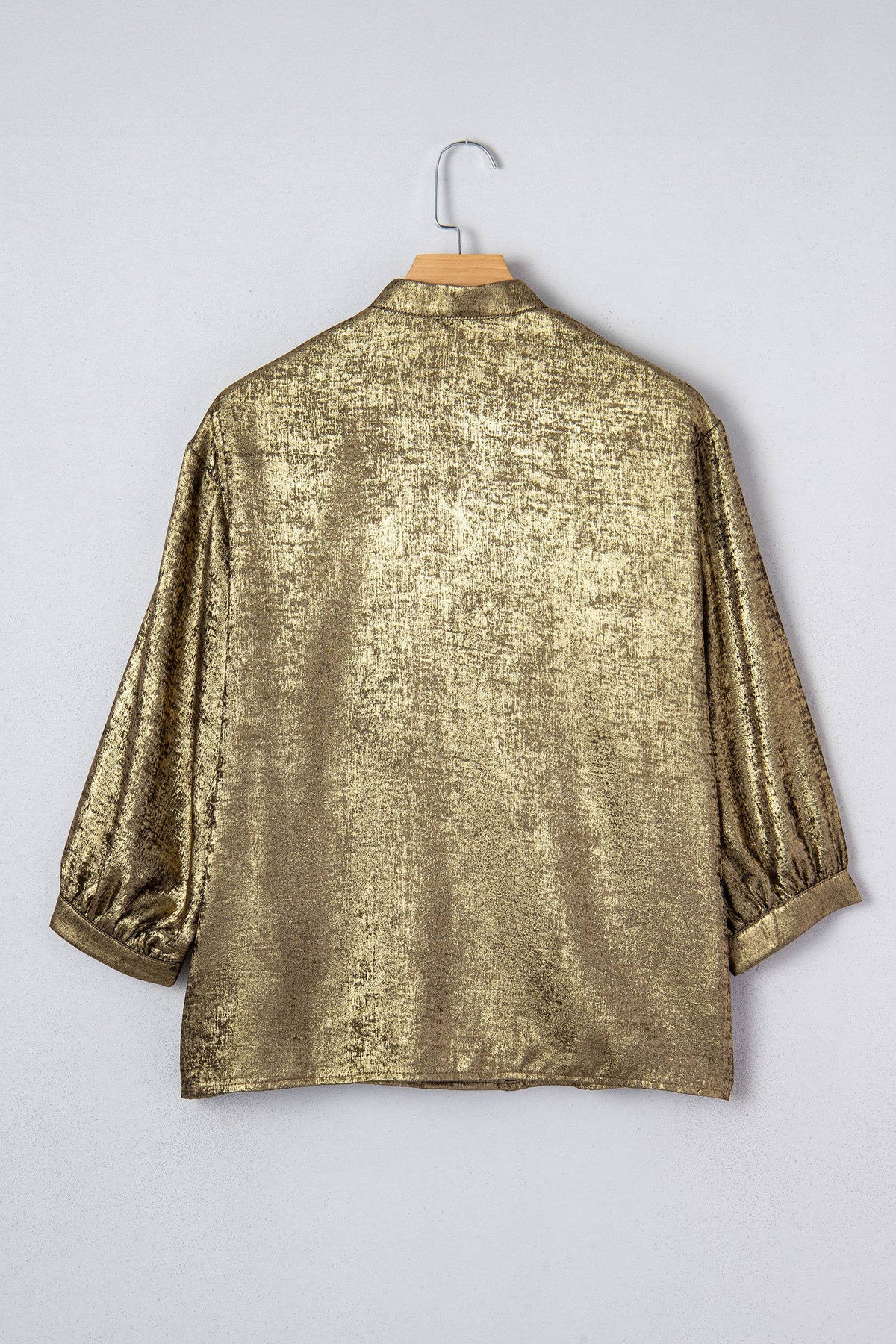 Metallic Split Neck Half Sleeve Blouse (S-XL)