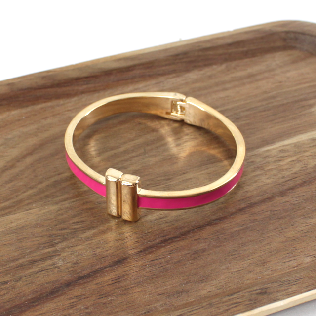 B25295 Color Band Hinged Bangle Cuff Bracelet