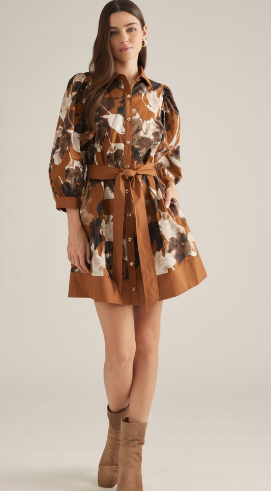 Floral Puff Sleeve Mini Dress