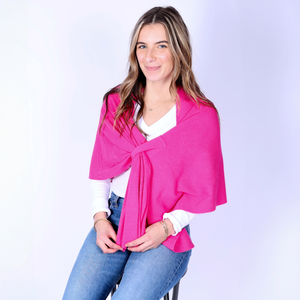 Katie Knit Solid Color Keyhole Shawl Wrap - Fall 2026