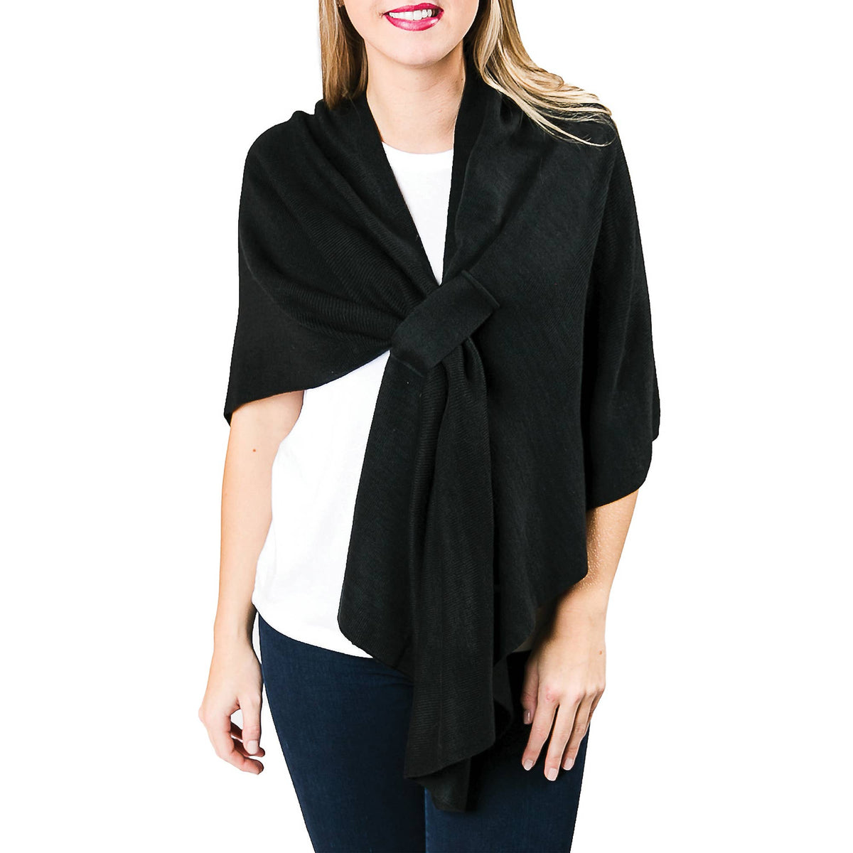 Katie Knit Solid Color Keyhole Shawl Wrap - Fall 2026