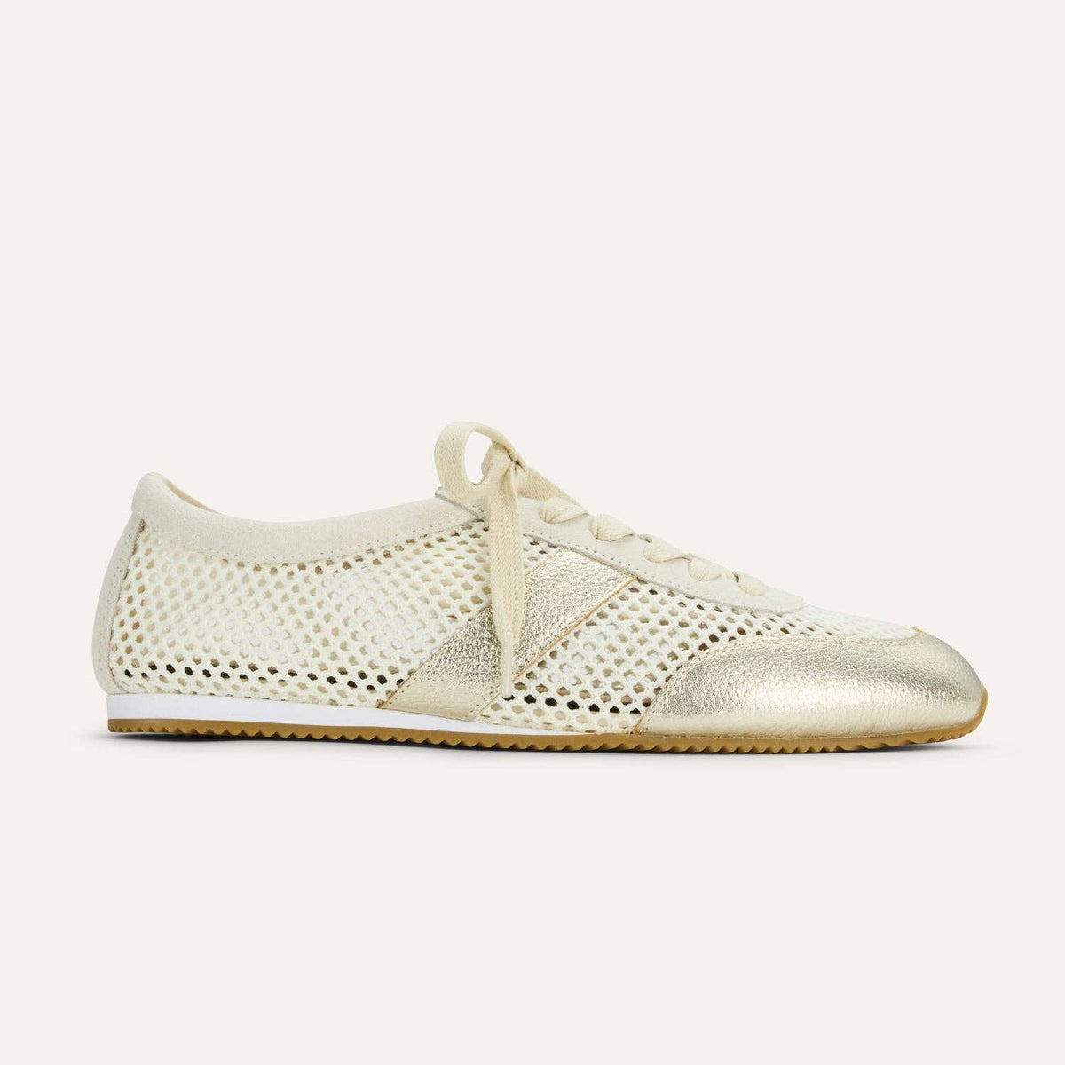 Kiah in Cream Mesh/Gold Metallic Mesh Casual Sneaker