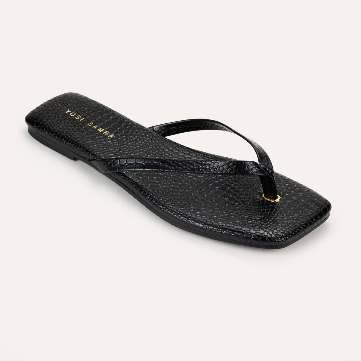 Mercer Flip Flop in Black Croc
