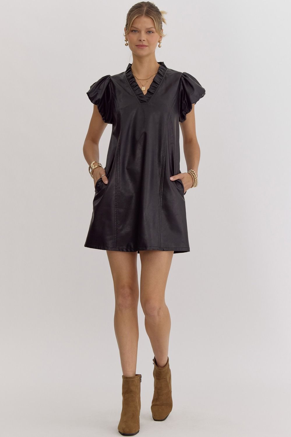 ENTRO FAUX LEATHER DRESS