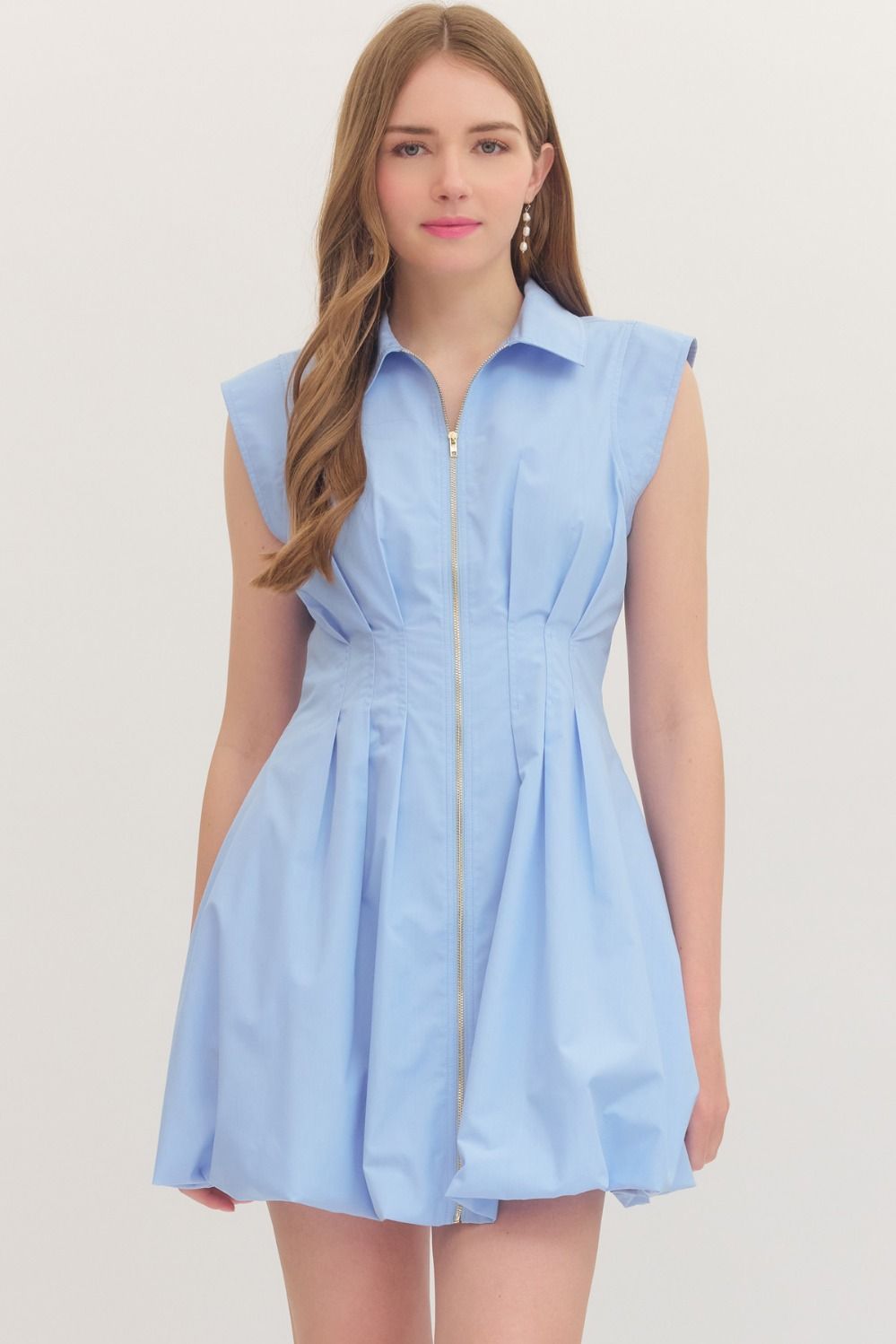 Sleeveless Baby Blue Mini Bubble Dress