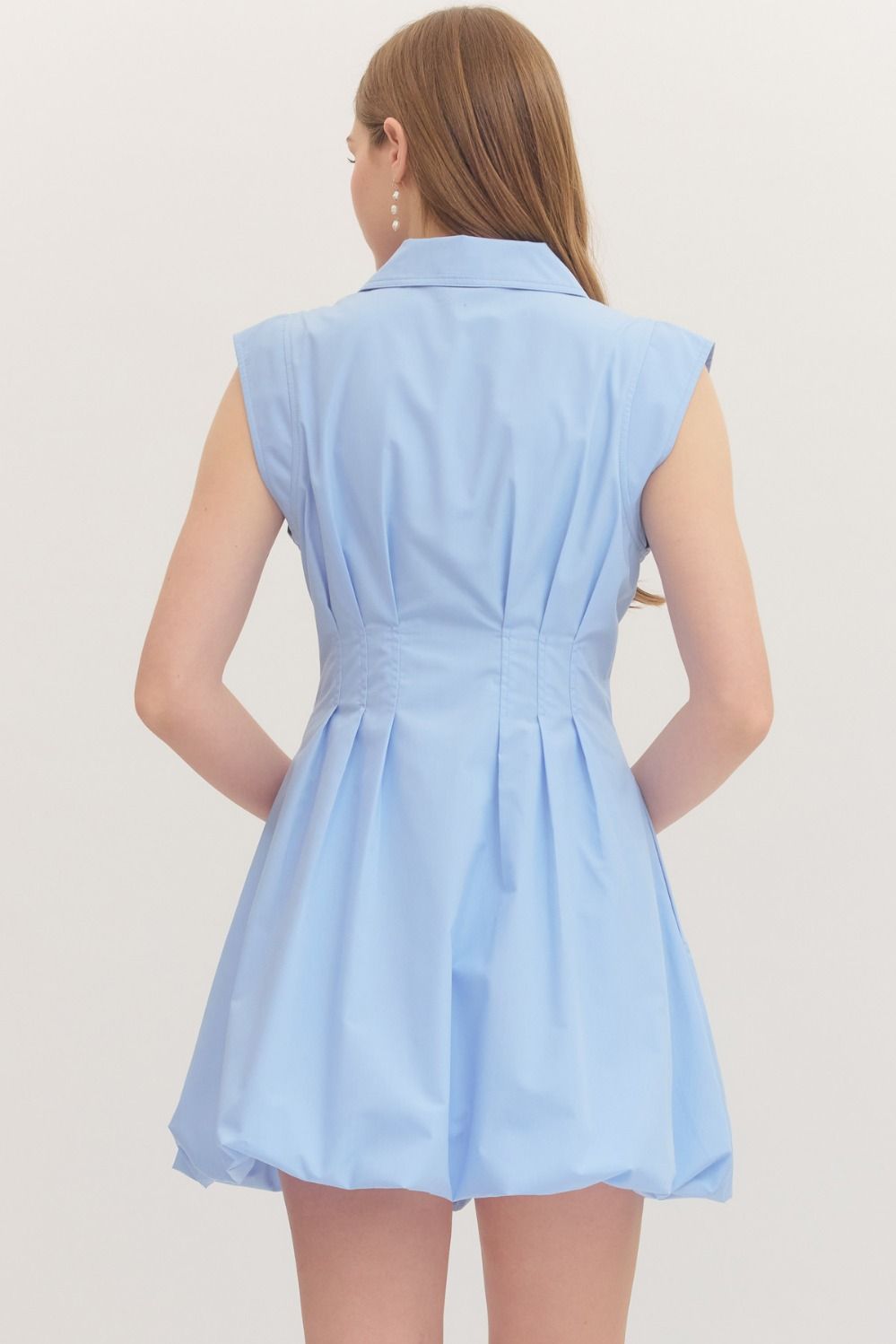 Sleeveless Baby Blue Mini Bubble Dress