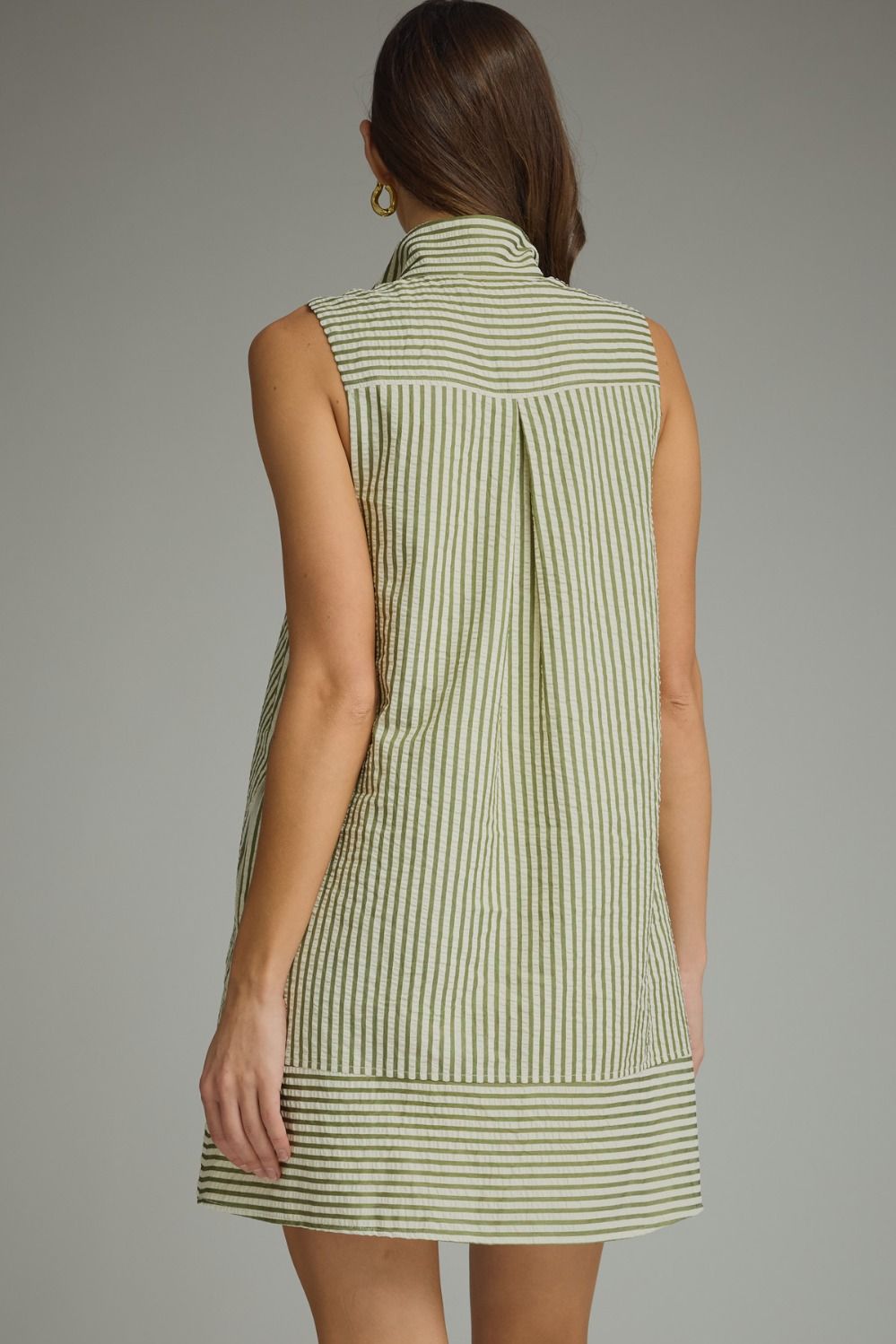 Striped collared sleeveless mini dress