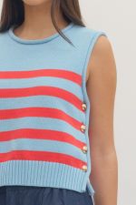 Striped sleeveless knit top