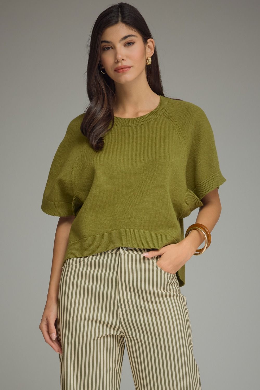 Entro green short sleeve sweater