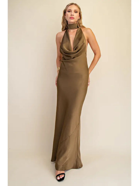 SCARF OPEN BACK DRESS