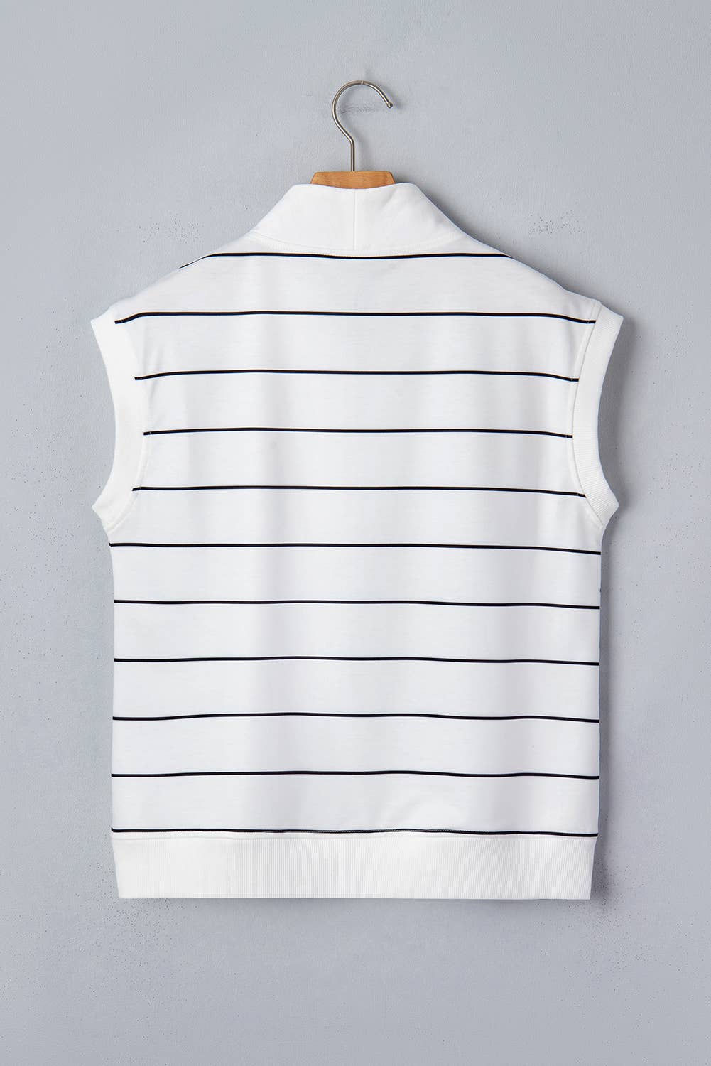 LDC Stripe Color Block Zip V Neck Sleeveless Top