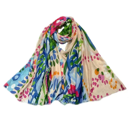 Flower Garden Polyester Lightweight Scarf