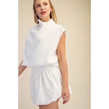 Mock Neck Balloon Top