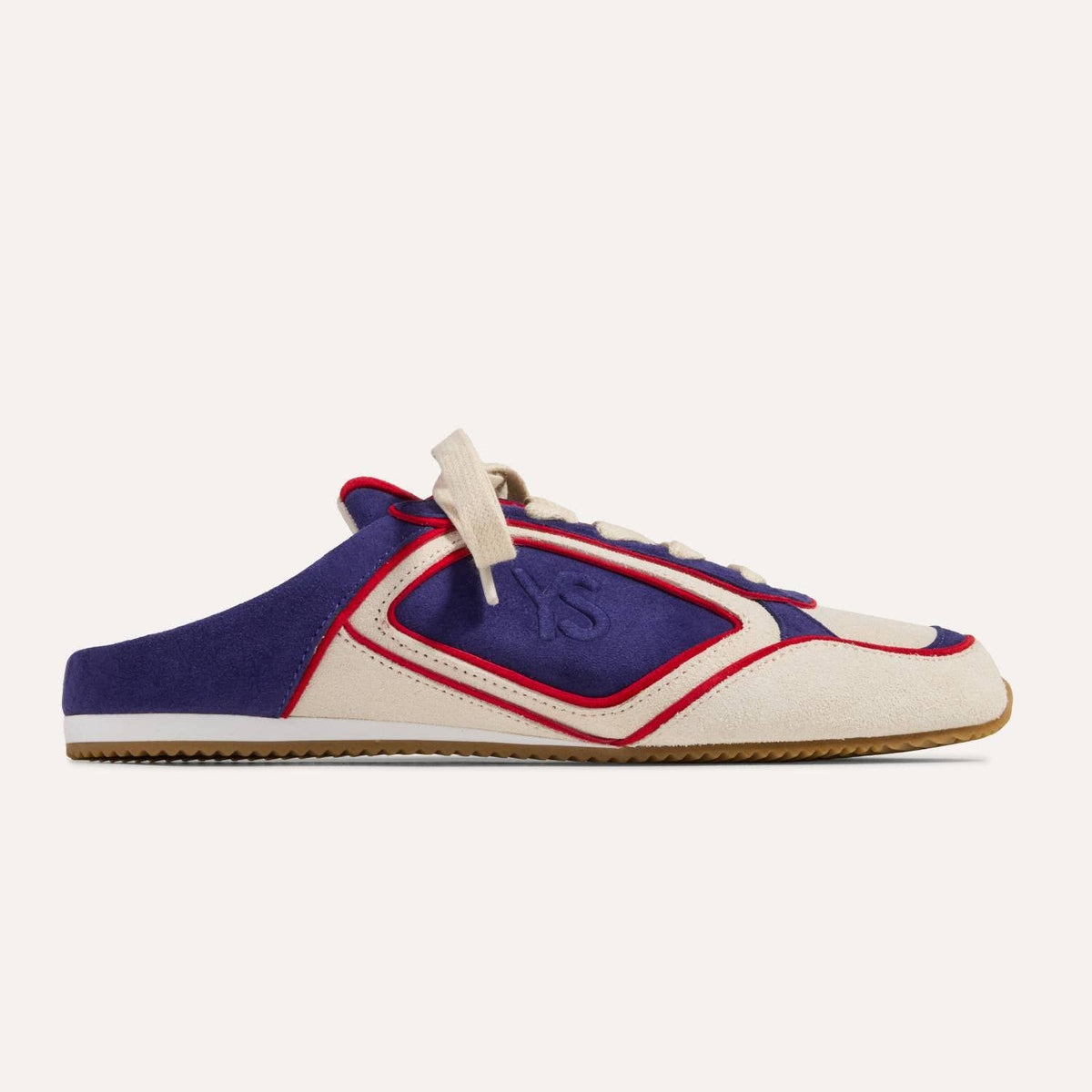 Uptown Slide Sneaker in Bone/Eggplant/Red Suede/Nappa