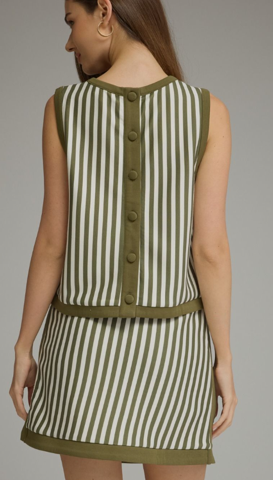 Stripe Sleeveless Round-Neck Top and Matching Skirt