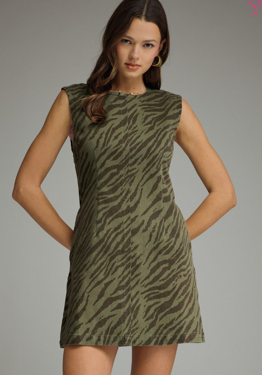Olive Zebra Dress