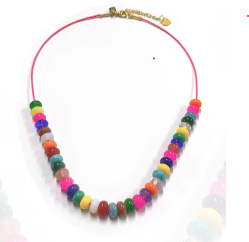 hot selling natural rainbow stone beaded necklace summer
