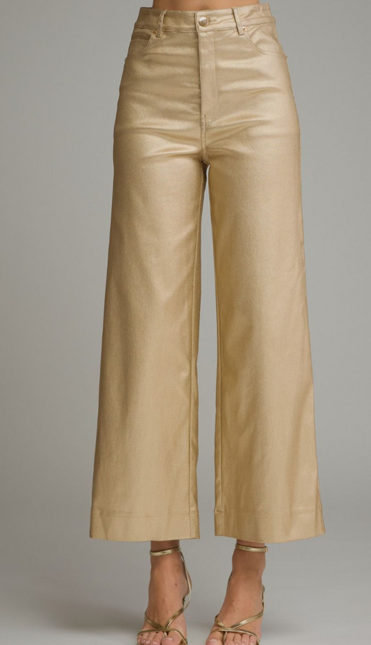 Metallic Wide Leg Pants