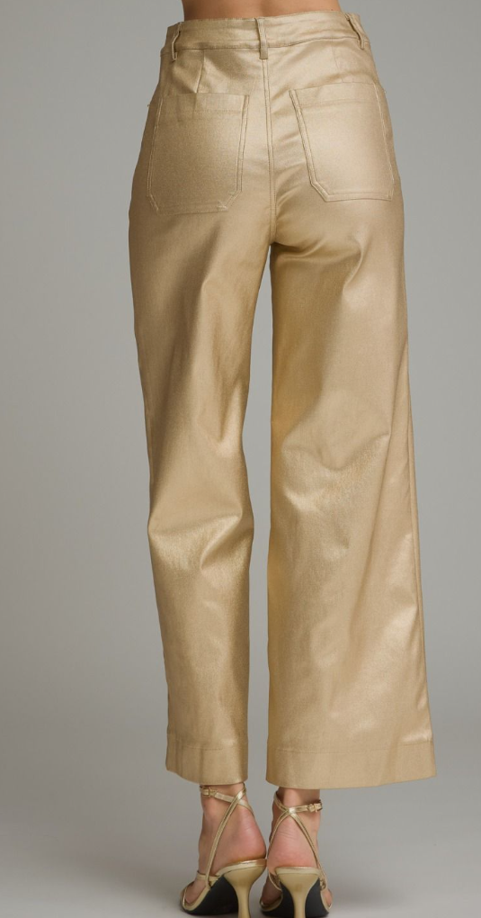 Metallic Wide Leg Pants