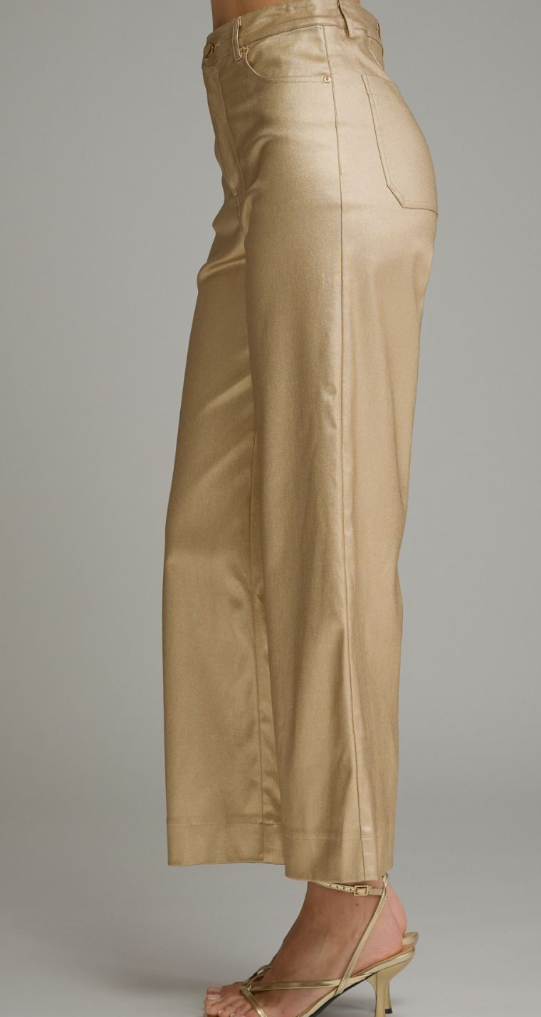 Metallic Wide Leg Pants