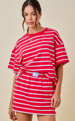 Striped Boxy Drop Shoulder Lounge Sweatshirt Top