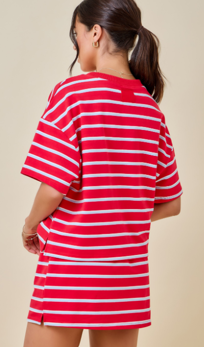 Striped Boxy Drop Shoulder Lounge Sweatshirt Top