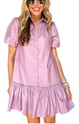 pink pleather dress KARLIE PLEATHER DRESS – Soiree Boutique
