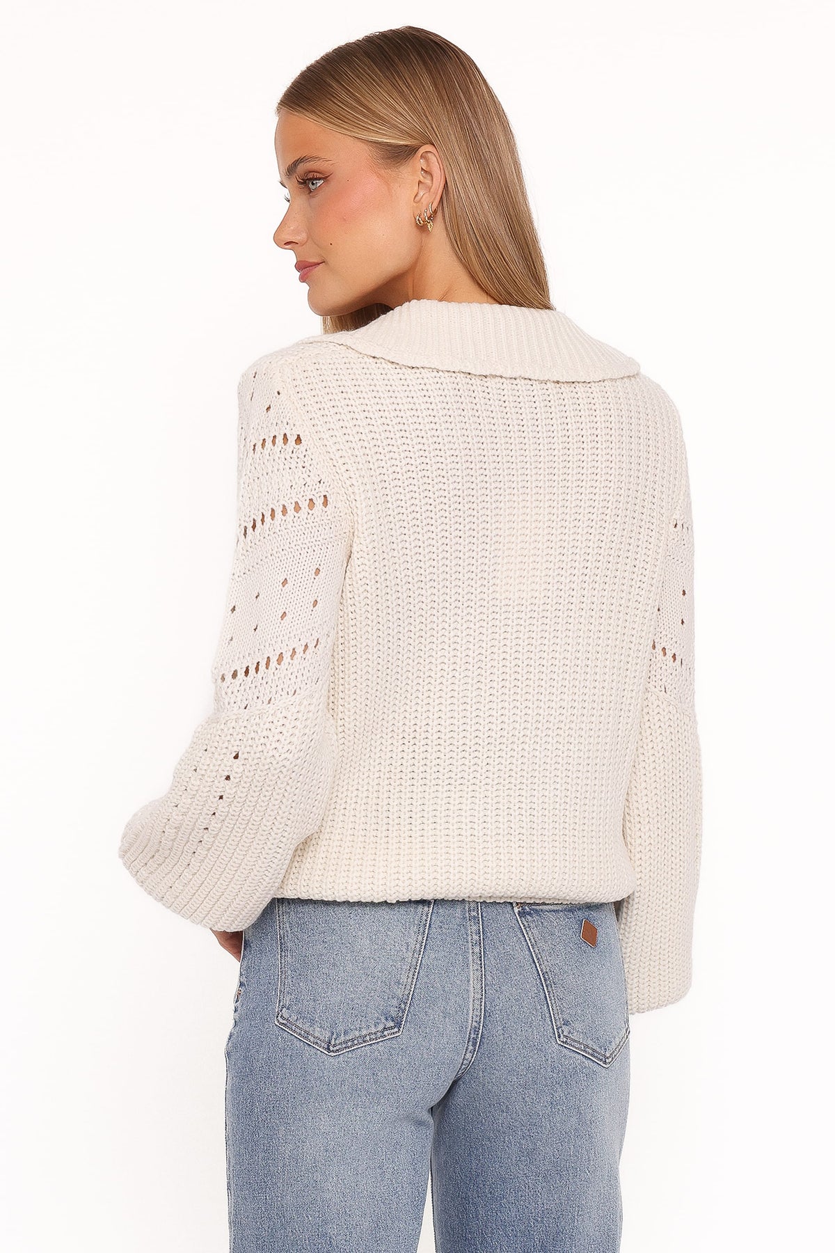 Fitzgerald Pointelle Polo Sweater - Cream