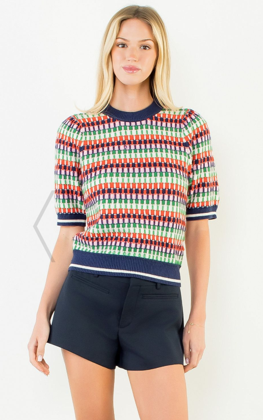 Multi Color Striped Knit Top
