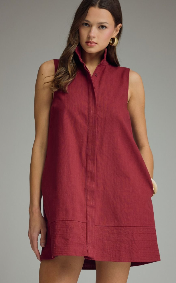Collar Sleeveless Mini Dress