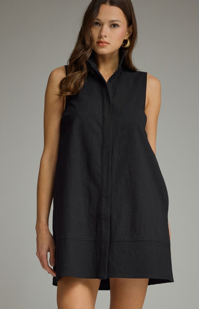 Collar Sleeveless Mini Dress