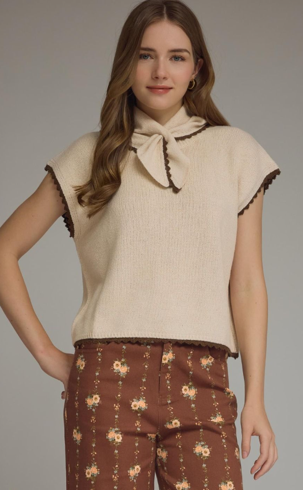 Knit Top Featuring Scarf Neckline