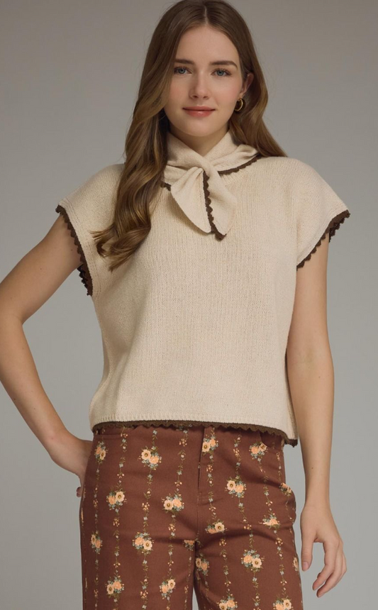 Knit Top Featuring Scarf Neckline