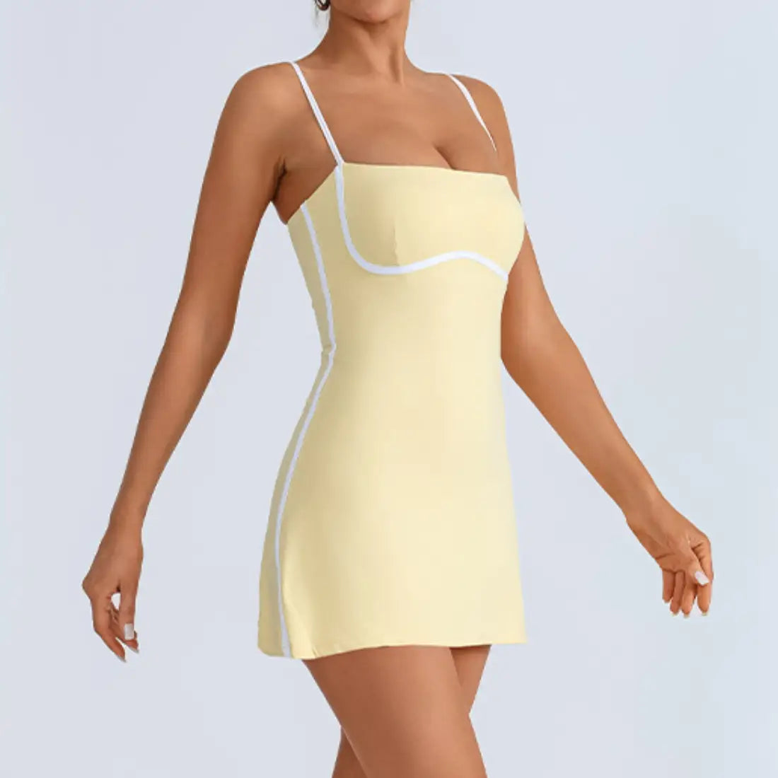 Women's Contrast Trim Slip Tennis Dress with Built-In Shorts