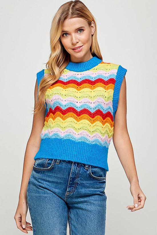SEE AND BE SEEN SWEATER VEST IN RAINBOW