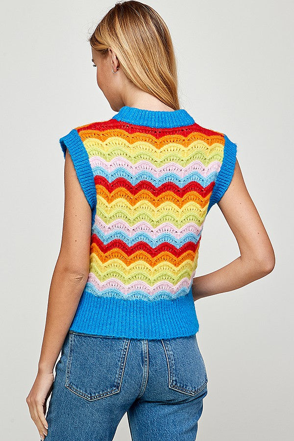 SEE AND BE SEEN SWEATER VEST IN RAINBOW